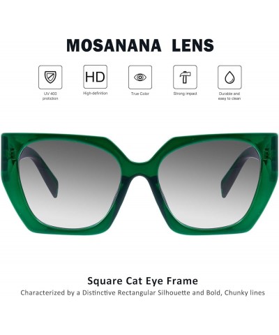 Square Cat Eye Sunglasses for Women Trendy Geometric Style Model-COCO C7-green $11.19 Cat Eye