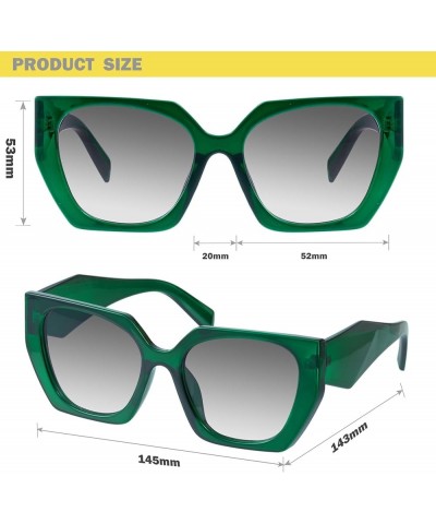 Square Cat Eye Sunglasses for Women Trendy Geometric Style Model-COCO C7-green $11.19 Cat Eye