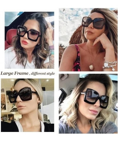 Fashion Oversized Sunglasses Womens Trendy Square Sun Glasses Retro Leopard Big Sunglasses Brown (Gradient Brown Lenses) $8.8...