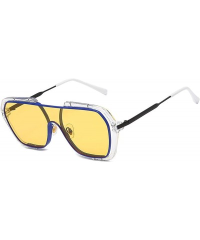 Retro Aviator Square Sunglasses for Men Women Goggle Classic Alloy Frame Clear Yellow/Clear $9.68 Oversized