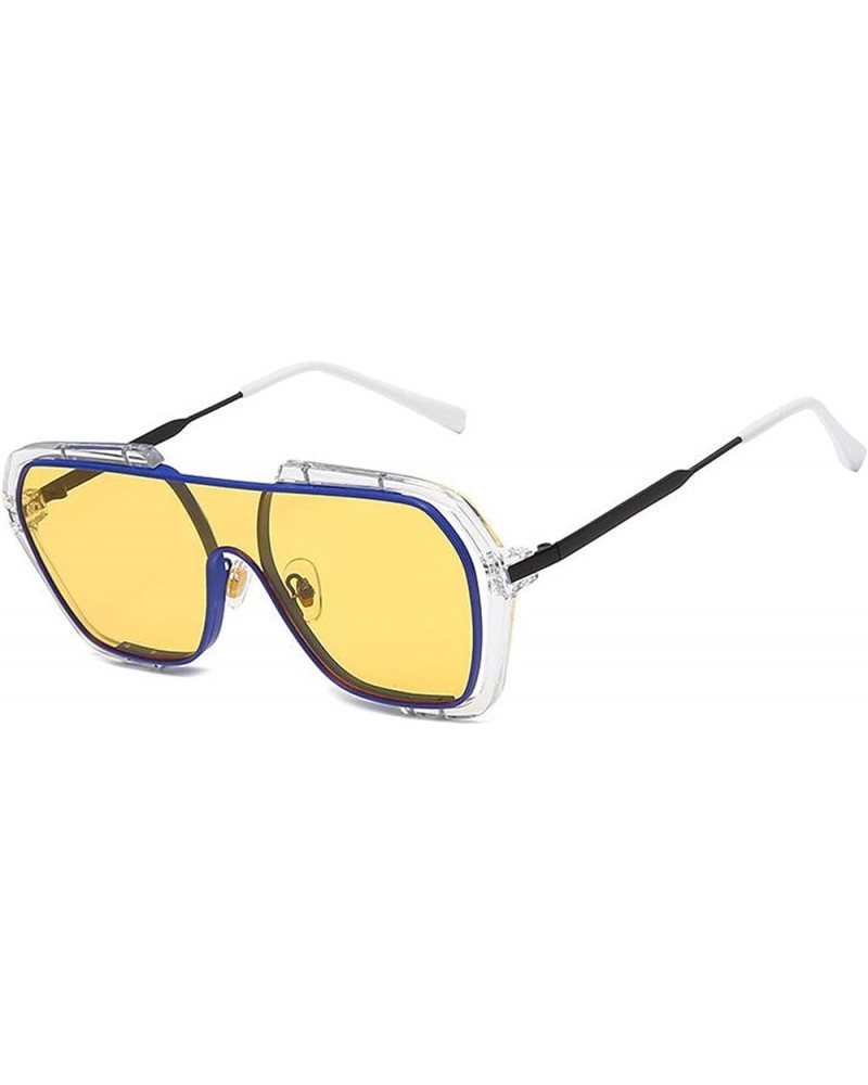 Retro Aviator Square Sunglasses for Men Women Goggle Classic Alloy Frame Clear Yellow/Clear $9.68 Oversized