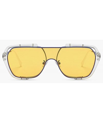 Retro Aviator Square Sunglasses for Men Women Goggle Classic Alloy Frame Clear Yellow/Clear $9.68 Oversized