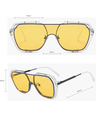 Retro Aviator Square Sunglasses for Men Women Goggle Classic Alloy Frame Clear Yellow/Clear $9.68 Oversized