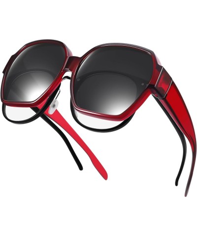 Polarized Over Glasses Sunglasses For Women, Large Square Wear Over Glasses for Driving Fishing Red Black $10.12 Designer