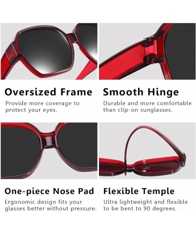 Polarized Over Glasses Sunglasses For Women, Large Square Wear Over Glasses for Driving Fishing Red Black $10.12 Designer