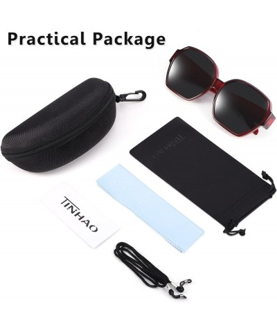 Polarized Over Glasses Sunglasses For Women, Large Square Wear Over Glasses for Driving Fishing Red Black $10.12 Designer