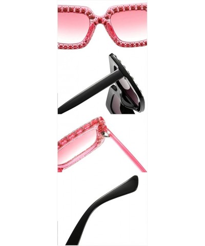 Oversized Sunglasses for Women Square Thick Frame Bling Bling Rhinestone Novelty Shades Square Black-grey+square Pink-pink $8...