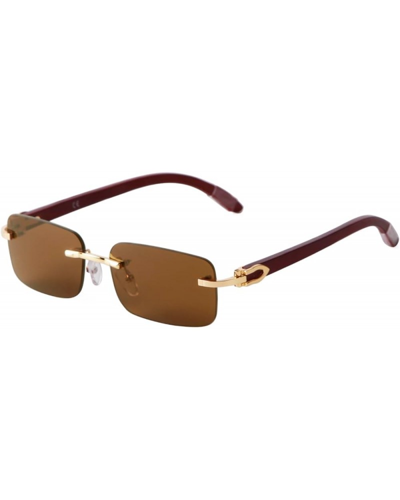 Rectangle Retro Rimless Sunglasses for Men Women A3 $12.52 Square