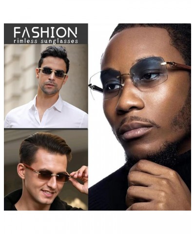 Rectangle Retro Rimless Sunglasses for Men Women A3 $12.52 Square