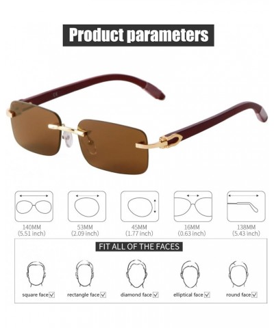 Rectangle Retro Rimless Sunglasses for Men Women A3 $12.52 Square