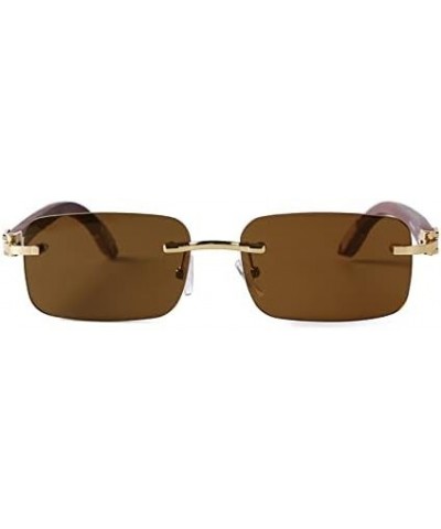 Rectangle Retro Rimless Sunglasses for Men Women A3 $12.52 Square