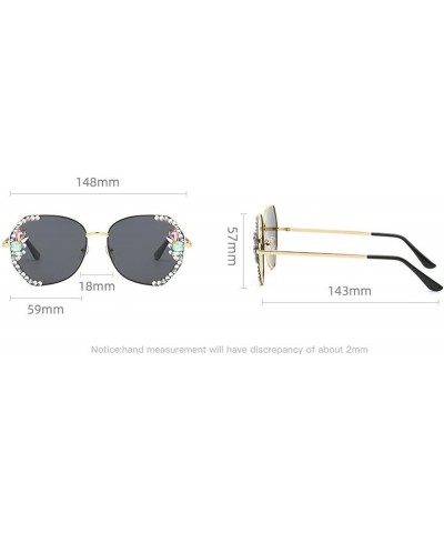 Luxury Rhinestone Bling Diamond Fashion Polarized Sunglasses Women Vintage Diamond Sun Glasses Gradiend lens Shades Gold&gray...