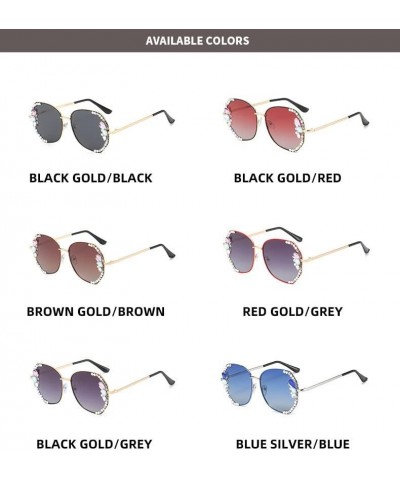 Luxury Rhinestone Bling Diamond Fashion Polarized Sunglasses Women Vintage Diamond Sun Glasses Gradiend lens Shades Gold&gray...