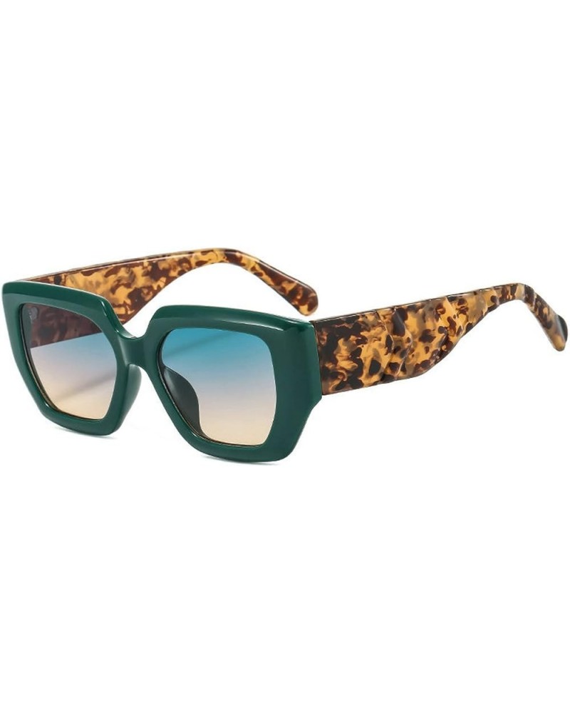 COTIA/Vintage Square Wide Leg Sunglasses Women Men Hip Hop UV400 Eyewear Green Leopard $9.14 Square