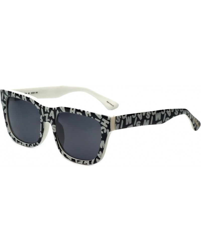 Designer Sunglasses IM69-99 in Black and White with Grey Lenses $13.75 Wayfarer