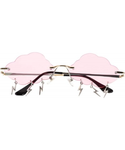 Cloud Sunglasses Rimless Sunglasses Tassel Glasses 90s Sunglasses Funny Glasses Wave Glasses for Women Men Pink $8.89 Rimless