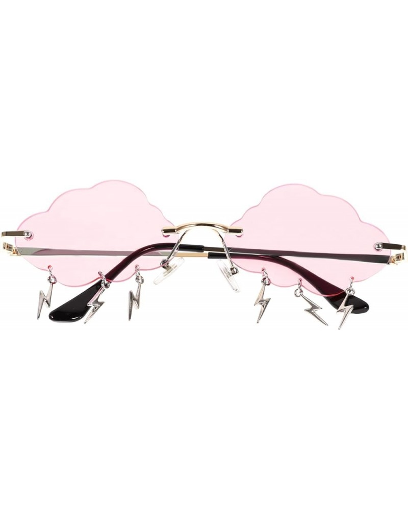 Cloud Sunglasses Rimless Sunglasses Tassel Glasses 90s Sunglasses Funny Glasses Wave Glasses for Women Men Pink $8.89 Rimless