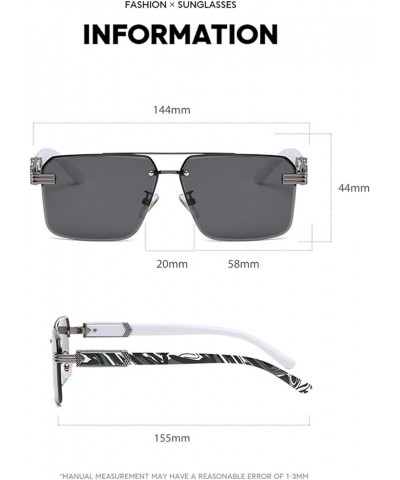 Square Men and Women Streetwear Sunglasses Outdoor Beach Shades (Color : H, Size : Medium) Medium A $16.82 Designer