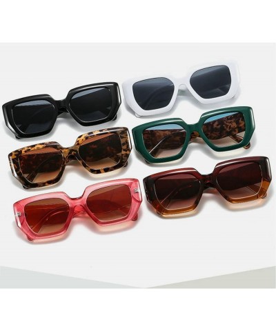 COTIA/Vintage Square Wide Leg Sunglasses Women Men Hip Hop UV400 Eyewear Green Leopard $9.14 Square