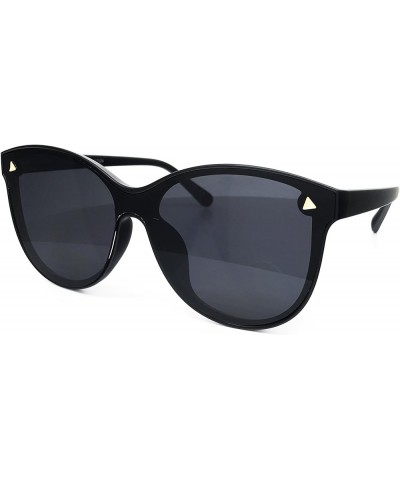 7123-1 Oversize Wraparound Semi-Rimless Shield Lens Sunglasses Black $10.58 Oversized