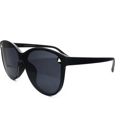 7123-1 Oversize Wraparound Semi-Rimless Shield Lens Sunglasses Black $10.58 Oversized