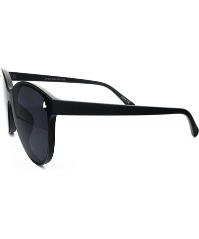 7123-1 Oversize Wraparound Semi-Rimless Shield Lens Sunglasses Black $10.58 Oversized