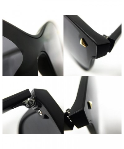 7123-1 Oversize Wraparound Semi-Rimless Shield Lens Sunglasses Black $10.58 Oversized