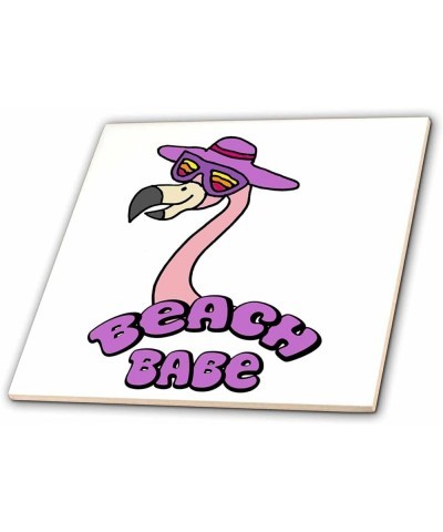 Cute Funny Flamingo in Sunglasses Beach Babe Vacation Cartoon - Tiles (ct_356364_2) 12-Inch-Ceramic $16.79 Designer