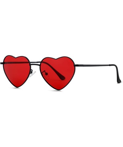 Polarized Heart Shaped Sunglasses for Women Metal Frame Cute Lovely Glasses 100% UV Protection 08 Black/Clear Red $10.43 Aviator