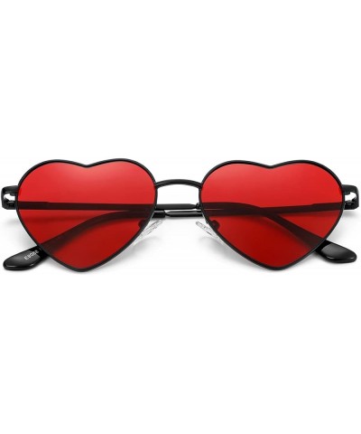 Polarized Heart Shaped Sunglasses for Women Metal Frame Cute Lovely Glasses 100% UV Protection 08 Black/Clear Red $10.43 Aviator