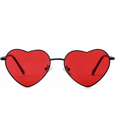 Polarized Heart Shaped Sunglasses for Women Metal Frame Cute Lovely Glasses 100% UV Protection 08 Black/Clear Red $10.43 Aviator