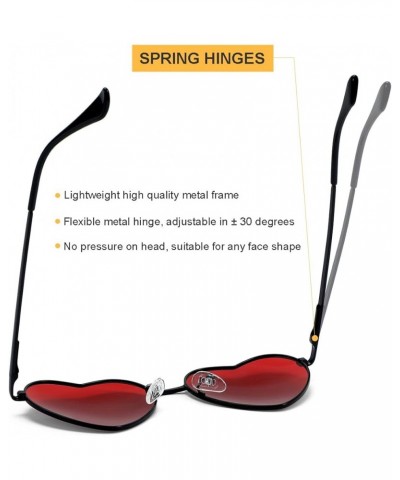 Polarized Heart Shaped Sunglasses for Women Metal Frame Cute Lovely Glasses 100% UV Protection 08 Black/Clear Red $10.43 Aviator