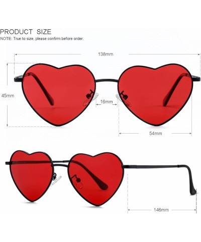 Polarized Heart Shaped Sunglasses for Women Metal Frame Cute Lovely Glasses 100% UV Protection 08 Black/Clear Red $10.43 Aviator