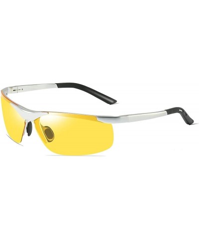 Classic Aviator Sunglasses Polarized Al-Mg alloy Driving Sunglasses 100% UV Blocking Silver Yellow $19.61 Aviator