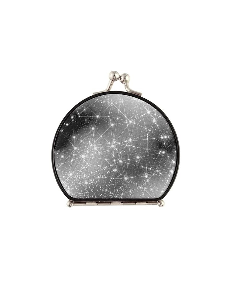 Black White Music Notes Piano Seamless Hipster Notebook Doodles Compact Mirror Portable Folding Travel Makeup Mirror 1X/2X Ma...