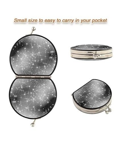 Black White Music Notes Piano Seamless Hipster Notebook Doodles Compact Mirror Portable Folding Travel Makeup Mirror 1X/2X Ma...