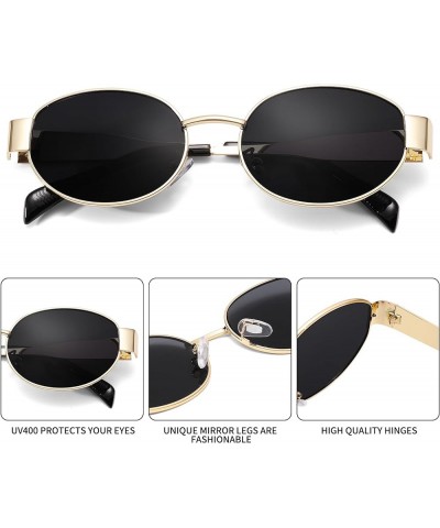 Retro Oval Sunglasses for Women Men - Trendy Gold Sun Glasses - Fashion Metal Frame Shades B1 Gold / Grey + Gold / Brown $7.5...