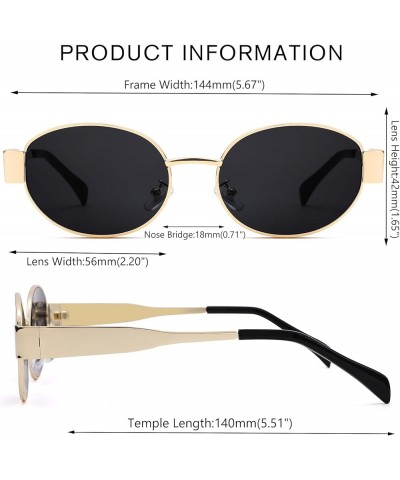 Retro Oval Sunglasses for Women Men - Trendy Gold Sun Glasses - Fashion Metal Frame Shades B1 Gold / Grey + Gold / Brown $7.5...