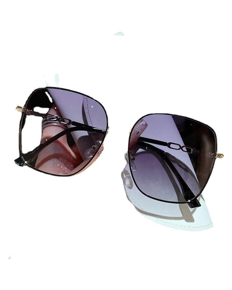 2024 New Large Square Frame Women's UV Sunglasses Black $13.34 Star