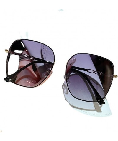 2024 New Large Square Frame Women's UV Sunglasses Black $13.34 Star