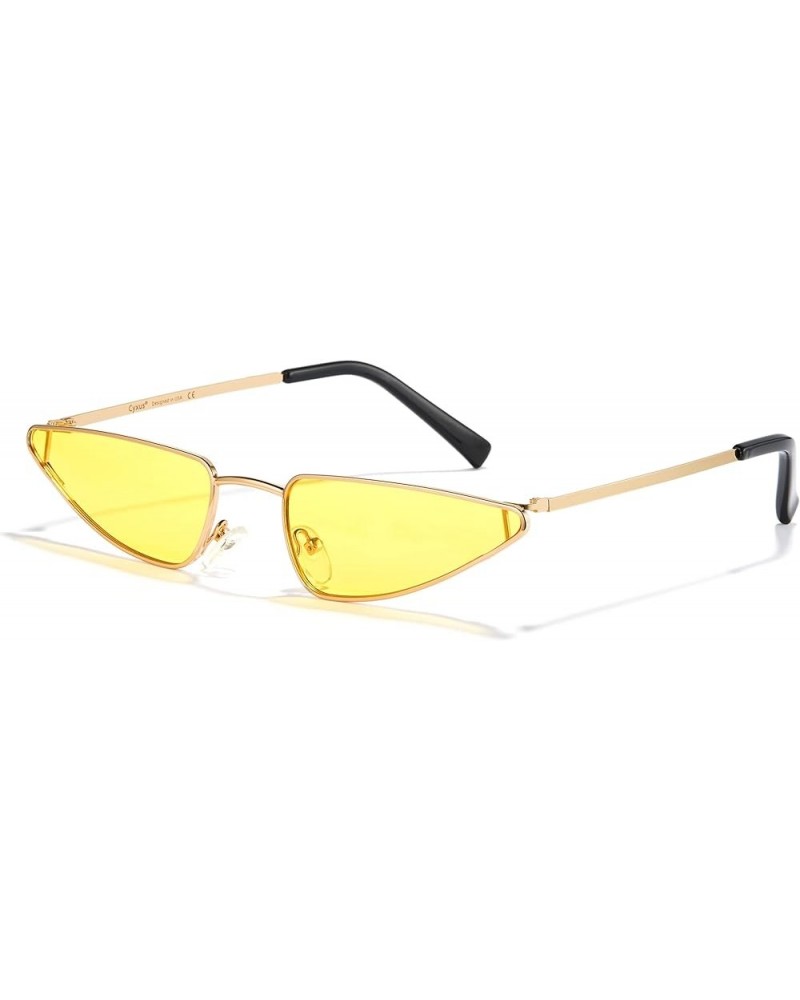 2024 Trendy Cat Eye Sunglasses for Women UV Protection Retro Fashion Ultralight PC Frame Ladies Shades Gold Frame - Yellow Le...