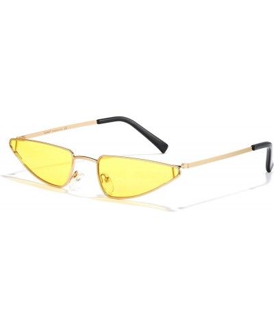 2024 Trendy Cat Eye Sunglasses for Women UV Protection Retro Fashion Ultralight PC Frame Ladies Shades Gold Frame - Yellow Le...