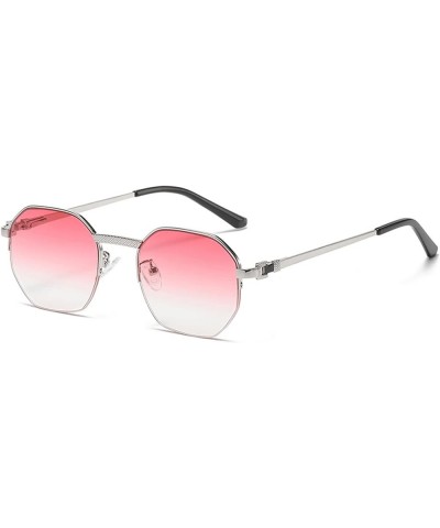 Oval Half-Frame Sunglasses for Men and Women Outdoor Vacation Beach Sun Shades (Color : A, Size : Medium) Medium B $16.05 Oval