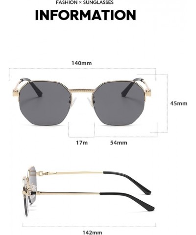 Oval Half-Frame Sunglasses for Men and Women Outdoor Vacation Beach Sun Shades (Color : A, Size : Medium) Medium B $16.05 Oval