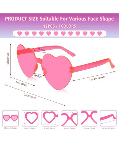 12 Pairs Heart Sunglasses for Women 12 Colors Rimless Heart Shaped Sunglasses Candy Heart Glasses for Party Favors 12 Pairs R...