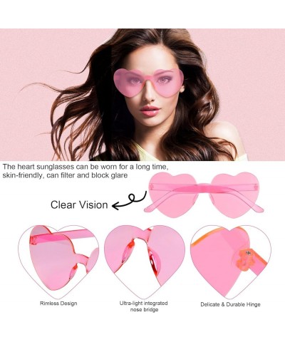 12 Pairs Heart Sunglasses for Women 12 Colors Rimless Heart Shaped Sunglasses Candy Heart Glasses for Party Favors 12 Pairs R...