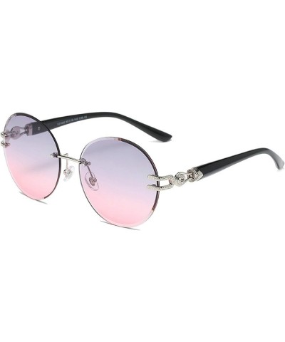 Frameless Trim Round Sunglasses Men's Fashion Metal Gradient Lens Personality Retro Female Sun Glasses Gray Pink Gradient $11...