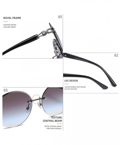 Frameless Trim Round Sunglasses Men's Fashion Metal Gradient Lens Personality Retro Female Sun Glasses Gray Pink Gradient $11...