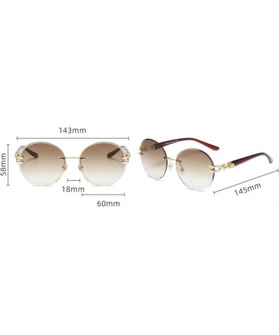 Frameless Trim Round Sunglasses Men's Fashion Metal Gradient Lens Personality Retro Female Sun Glasses Gray Pink Gradient $11...