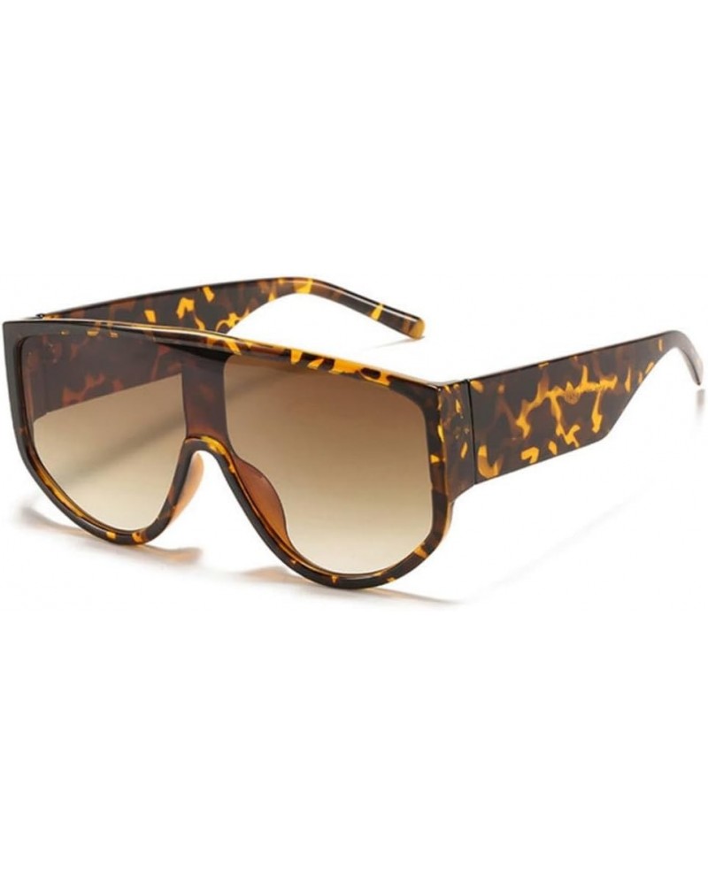 Oversized Flat Sunglasses Women Fashion One Piece Square Sunglasses Men Yellow Green Shades Leopard Brown $19.31 Oversized